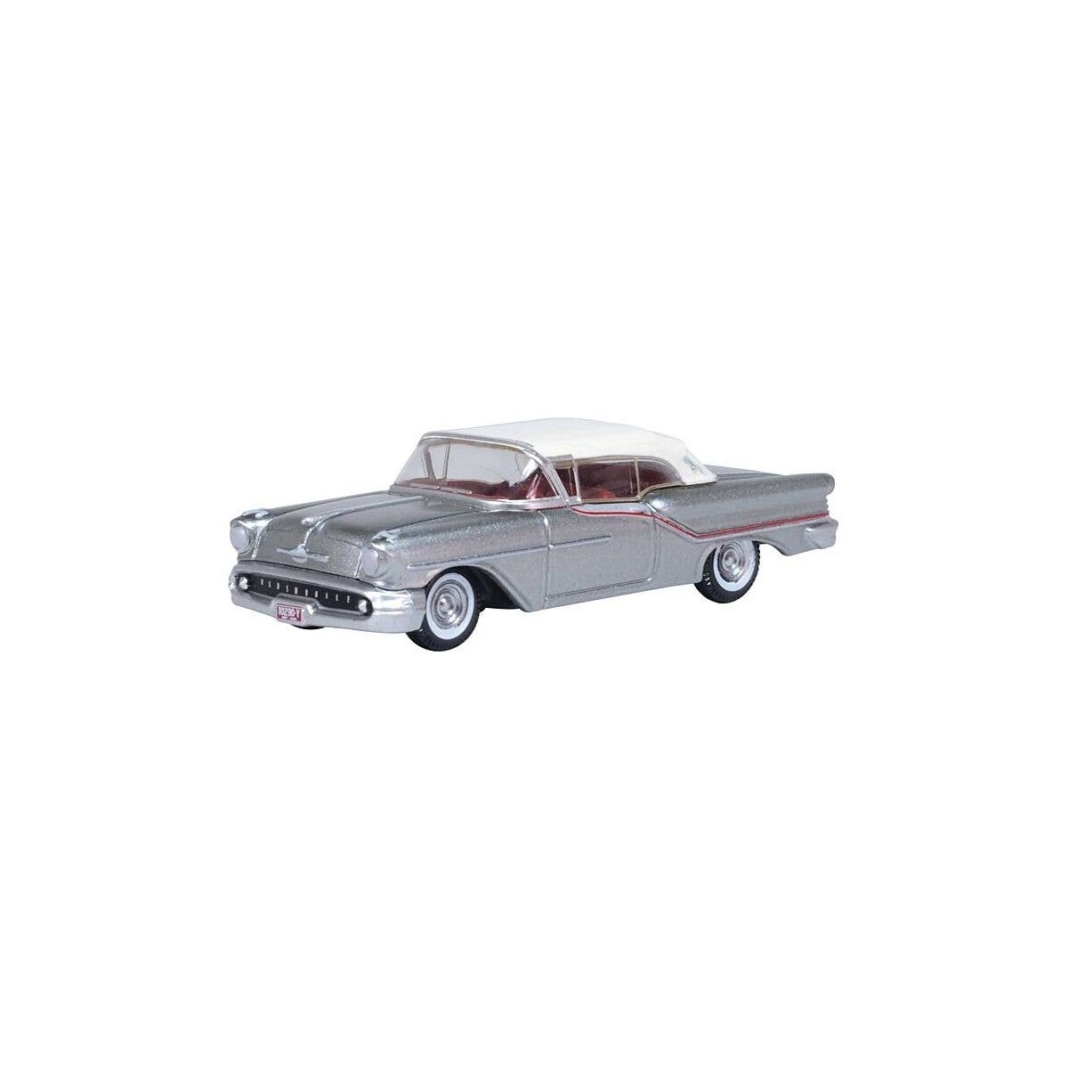 1957 Oldsmobile 88 Convertible - Assembled -- Top Up (Juneau Gray, red, white), HO, Oxford Diecast 87OC57003