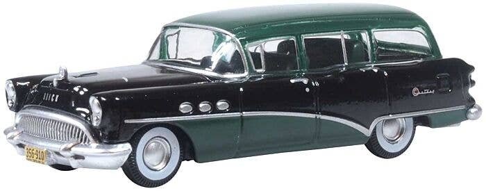 1954 Buick Century Estate Station Wagon - Assembled -- Baffin Green, Carlsbad Black, HO, Oxford Diecast 87BCE54002