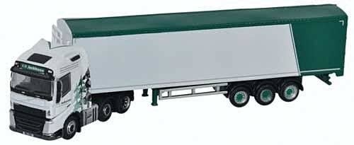 Volvo FH4 Tractor, Walking Floor Trailer - Assembled -- A.W. Jenkinson (white, green), N, Oxford Diecast NVOL4006
