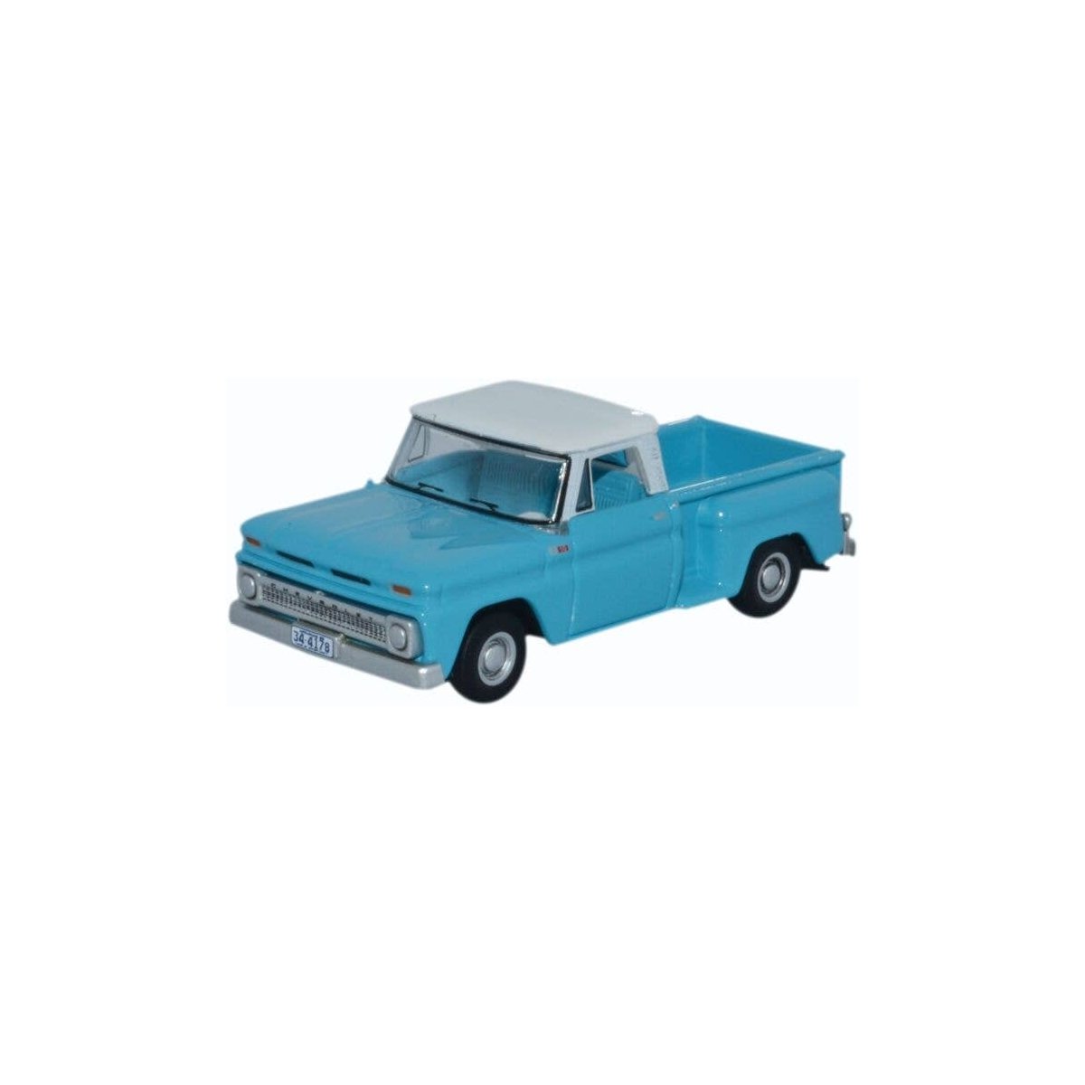 1965 Chevrolet Stepside Pickup - Assembled -- Light Blue, White, HO, Oxford Diecast 87CP65001