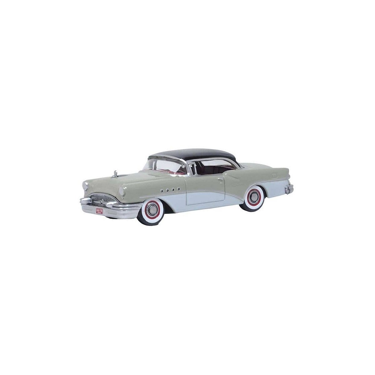 1955 Buick Century - Assembled -- Carlsbad Black, Windsor Grey, Dover White, HO, Oxford Diecast 87BC55007