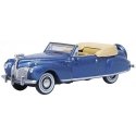 1941 Lincoln Continental Convertible - Assembled -- Darian Blue, Tan, HO, Oxford Diecast 87LC41007