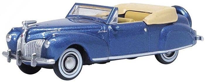 1941 Lincoln Continental Convertible - Assembled -- Darian Blue, Tan, HO, Oxford Diecast 87LC41007