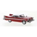 1958 Plymouth Fury - Assembled -- Red, Gray, White, HO, Brekina Automodelle 19675