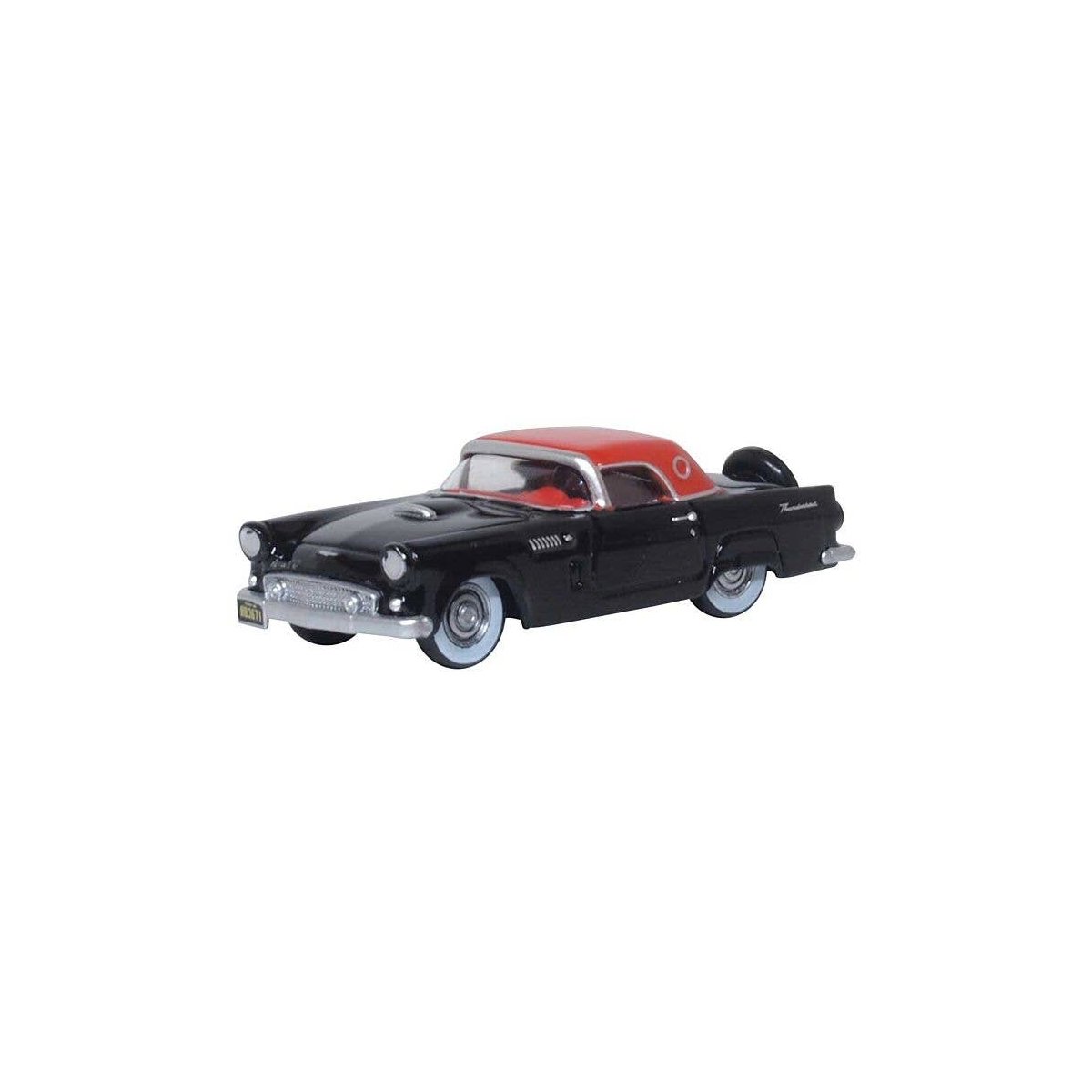 1956 Ford Thunderbird - Assembled -- Raven Black, Fiesta Red, HO, Oxford Diecast 87TH56008