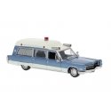 1966 Cadillac Meteor Ambulance - Assembled -- White, Blue, HO, Brekina Automodelle 19777