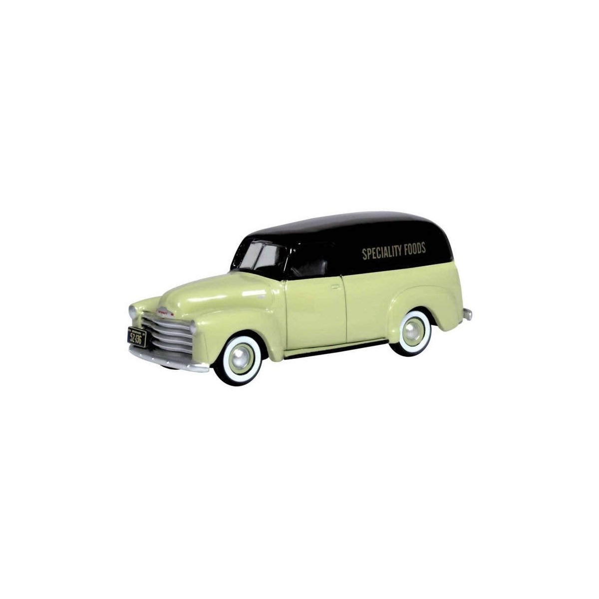 1950 Chevrolet 3100 Van - Assembled -- Specialty Foods (khaki, black), HO, Oxford Diecast 87CV50004