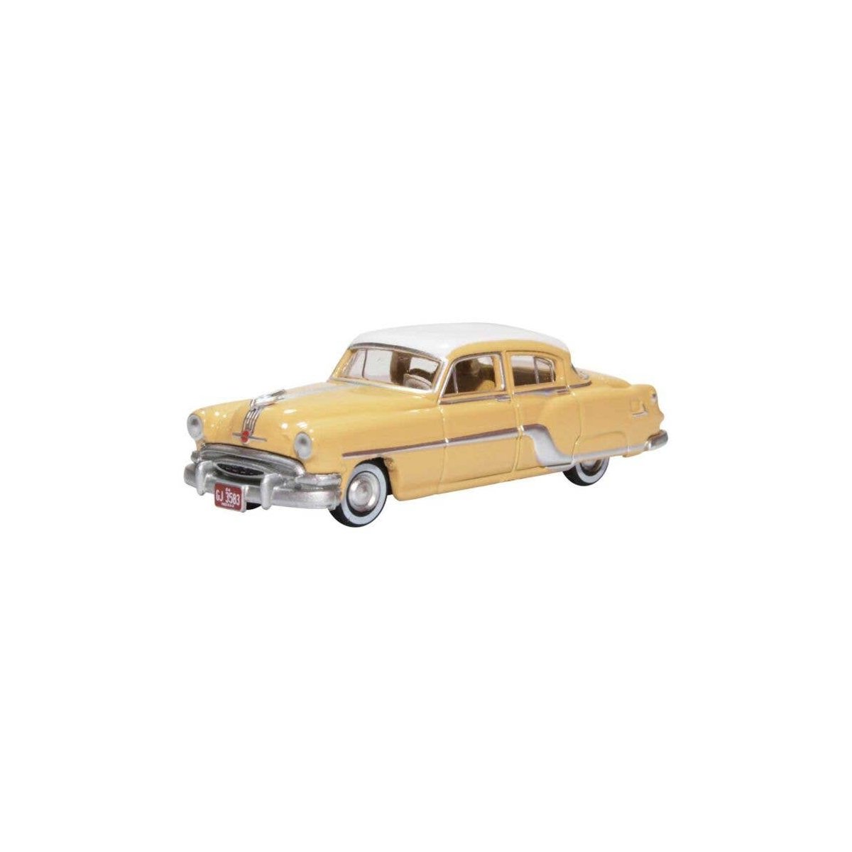 1954 Pontiac Chieftain 4-Door Sedan - Assembled -- Winter White, Maize Yellow, HO, Oxford Diecast 87PC54002