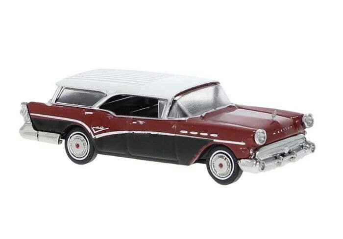 1957 Buick Century Caballero - Assembled -- Maroon, Black, White, HO, Brekina Automodelle 18178