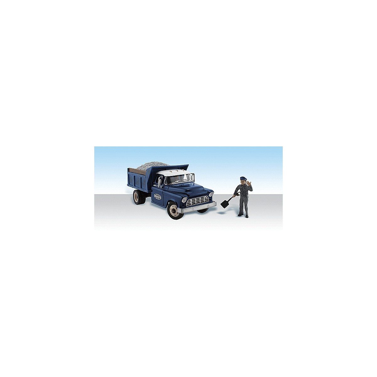 Rocky′s Road Repair - Assembled - AutoScenes(R) -- Dump Truck & Figure, HO, Woodland Scenics 5550