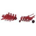 Farm Plow and Planter - Assembled -- Red, HO, Walthers SceneMaster 4162