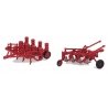 Farm Plow and Planter - Assembled -- Red, HO, Walthers SceneMaster 4162