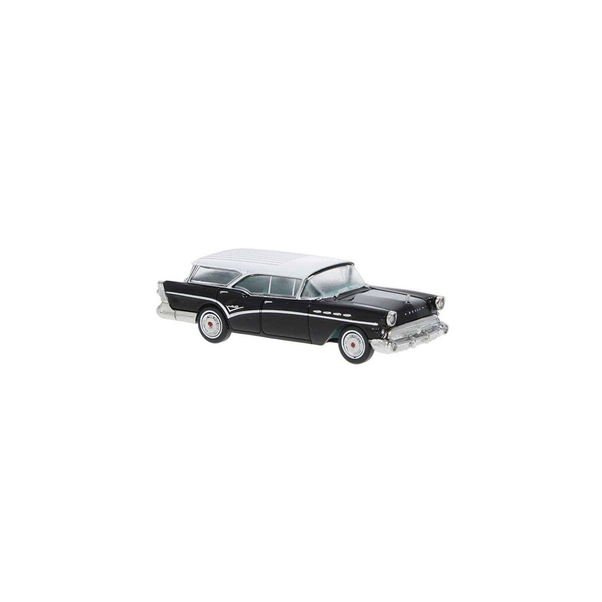 1957 Buick Century Caballero - Assembled -- Black, White, HO, Brekina Automodelle 18177
