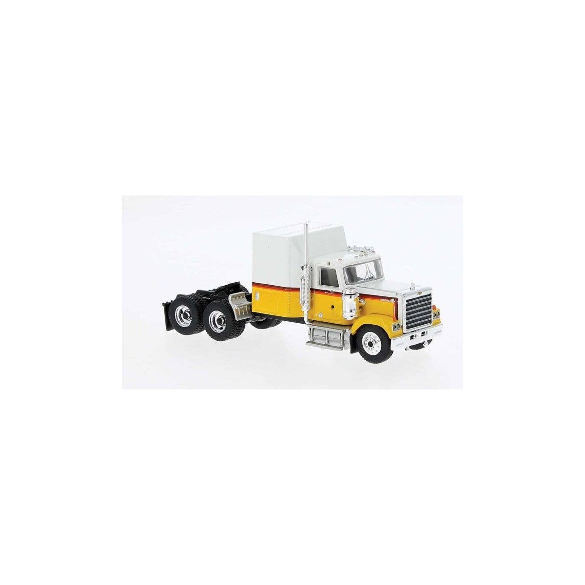 Chevrolet Bison Semi Tractor Only - Assembled -- White, Yellow, Black, Orange, HO, Brekina Automodelle 85782