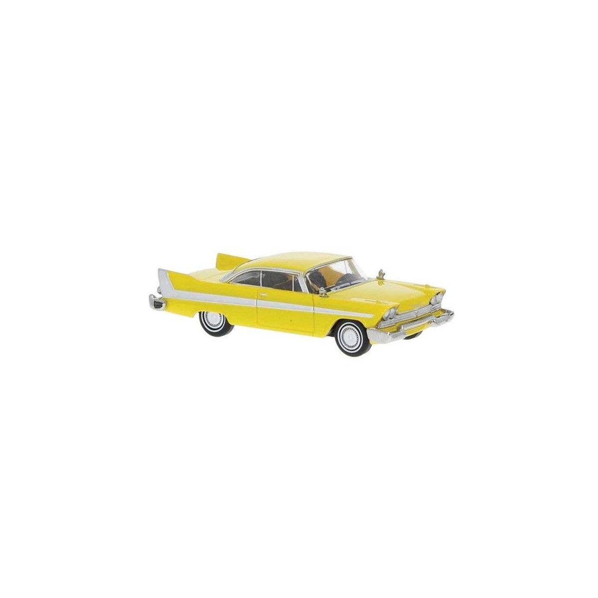1958 Plymouth Fury - Assembled -- Yellow, White, HO, Brekina Automodelle 19681