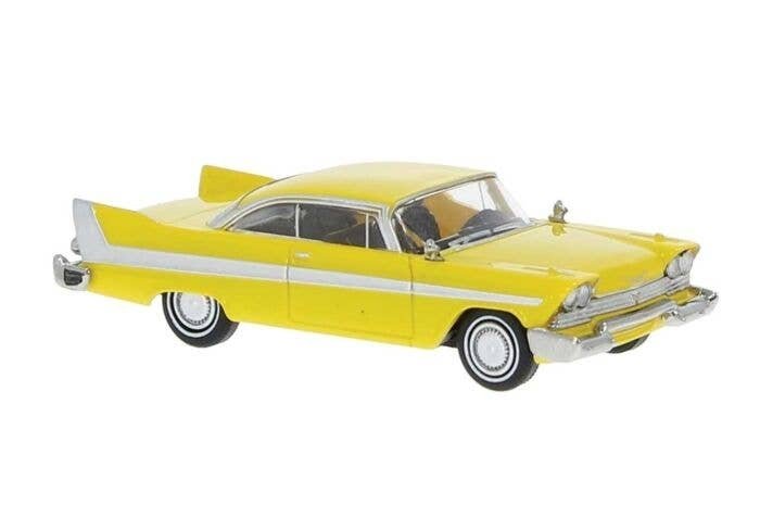 1958 Plymouth Fury - Assembled -- Yellow, White, HO, Brekina Automodelle 19681