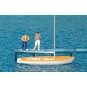 Korsar Sailboat w/2 Sailors Putting On Life Jackets -- Sails Down (white, yellow), HO, Preiser Kg 10678