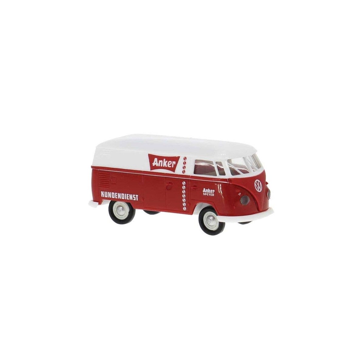 1950-1954 Volkswagen T1a Kasten Cargo Van - Assembled -- Anker-Werke (red, white, German Let, HO, Brekina Automodelle 32303