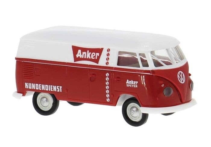 1950-1954 Volkswagen T1a Kasten Cargo Van - Assembled -- Anker-Werke (red, white, German Let, HO, Brekina Automodelle 32303