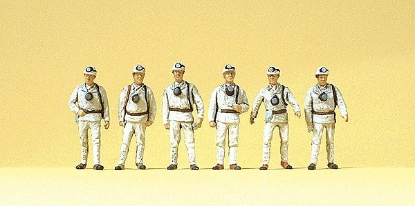 Working People -- Miners w/Masks pkg(6), HO, Preiser Kg 10555