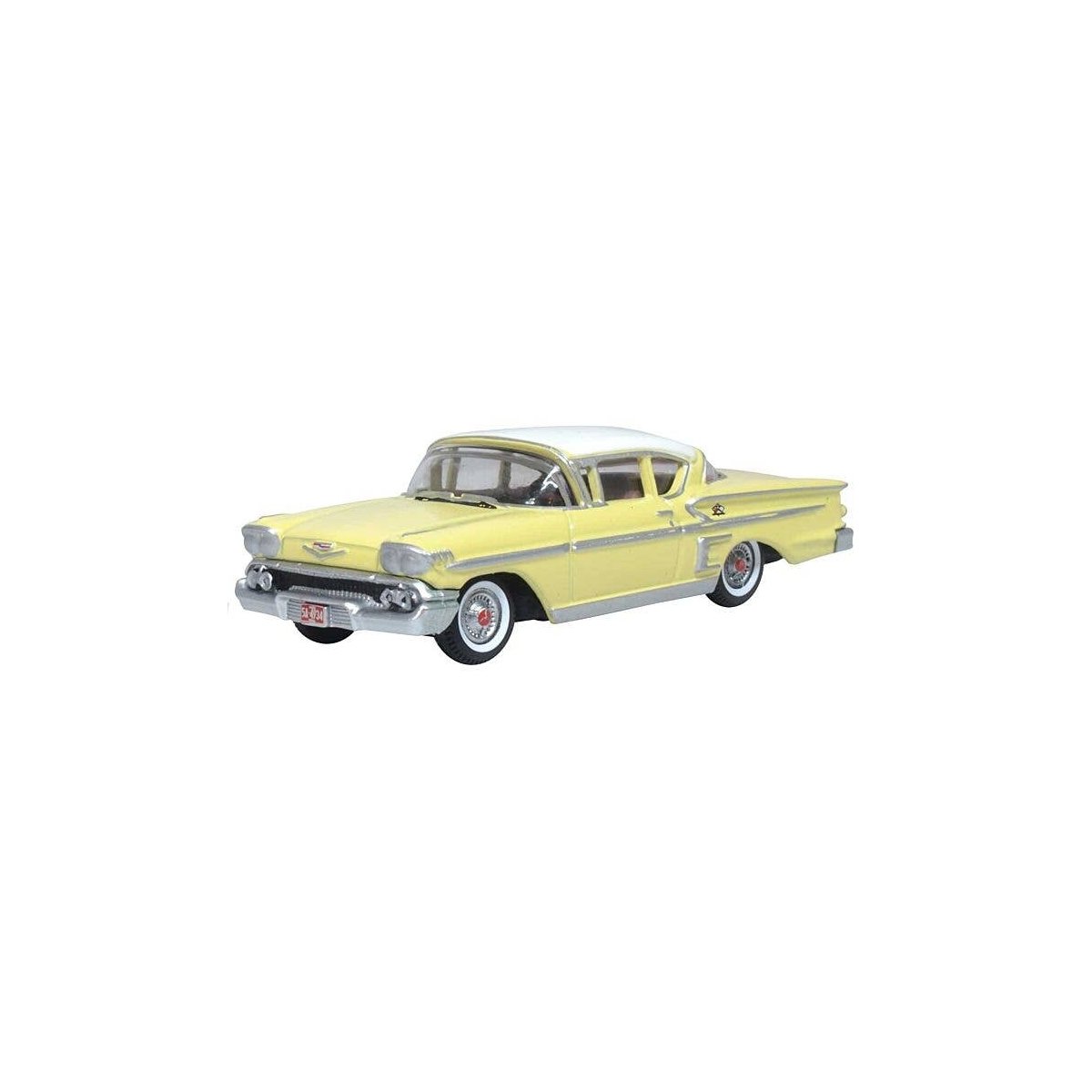 1958 Chevrolet Impala Sport Coupe - Assembled -- Colonial Cream, Snowcrest White, HO, Oxford Diecast 87CIS58002
