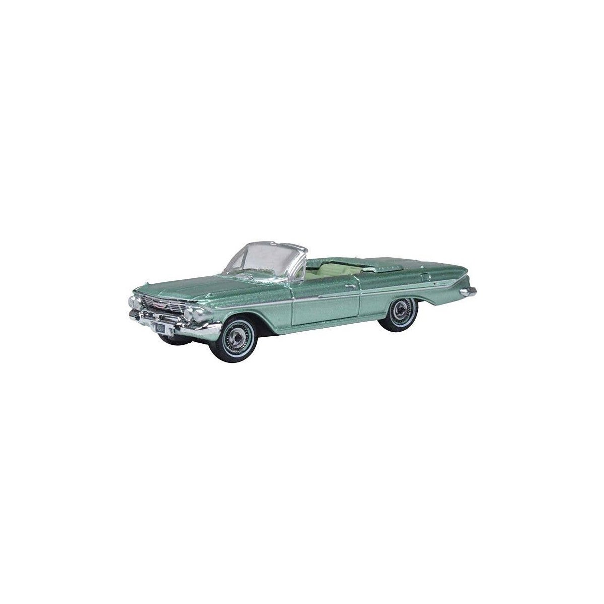 1961 Chevy Impala Convertible - Assembled -- Top Down (Arbor Green), HO, Oxford Diecast 87CI61007