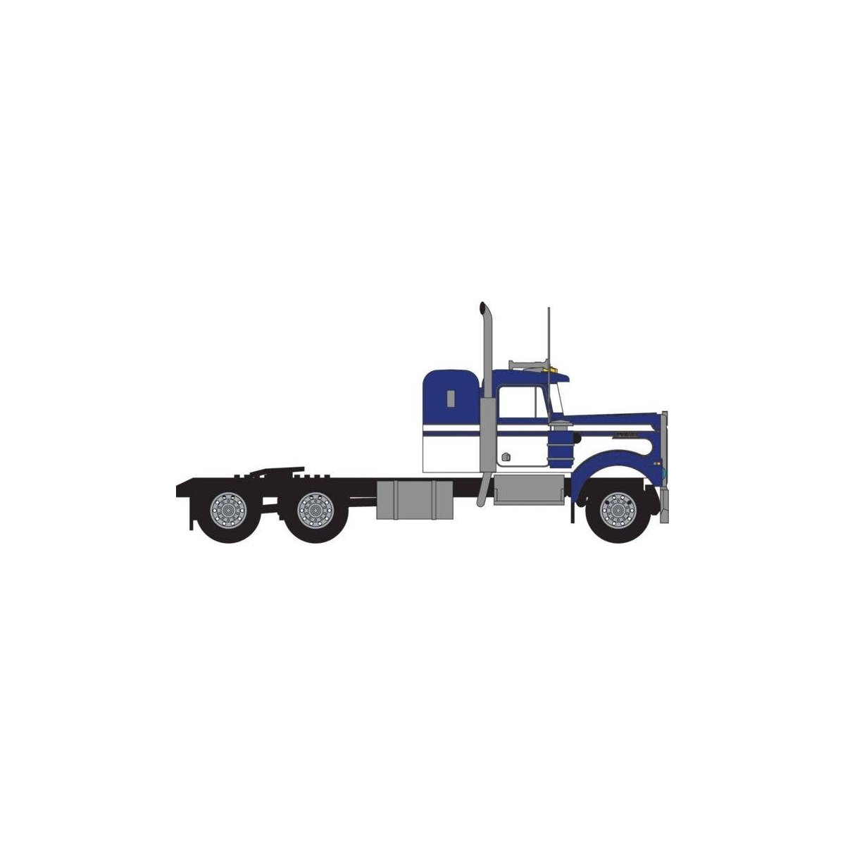 1970s Kenworth W900 Seminole Tractor w/36′ Sleeper Cab - Assembled -- Blue, White, N, Trainworx Inc 49034