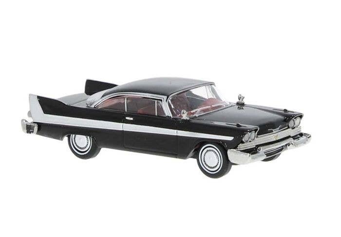 1958 Plymouth Fury - Assembled -- Black, White, HO, Brekina Automodelle 19680