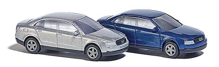 Audi A4 Sedan 2-Pack - Assembled -- 1 Each: Metallic Silver & Metallic Blue, N, Busch Gmbh & Co Kg 8340
