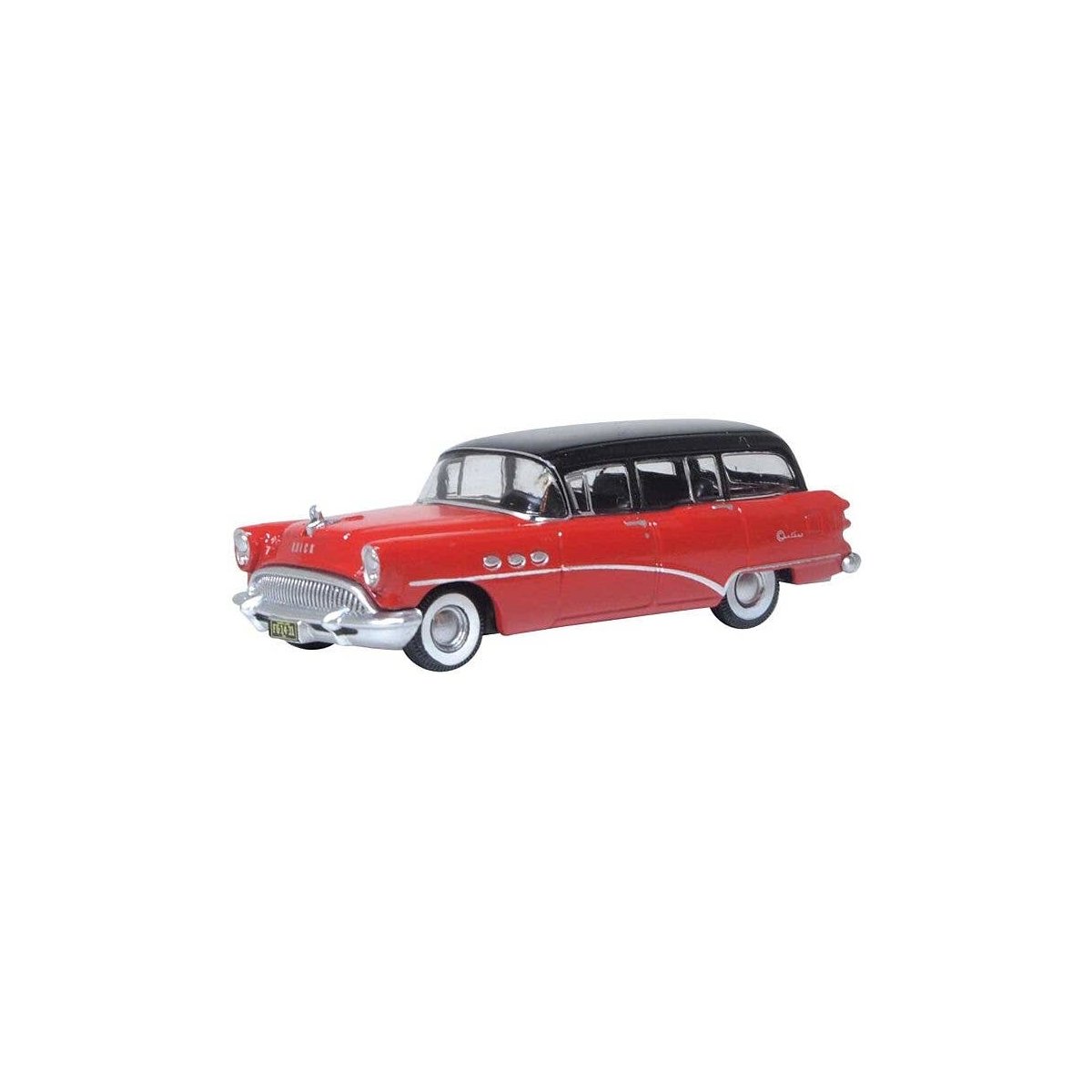 1954 Buick Century Estate Station Wagon - Assembled -- Matador Red, Carlsbad Black, HO, Oxford Diecast 87BCE54004