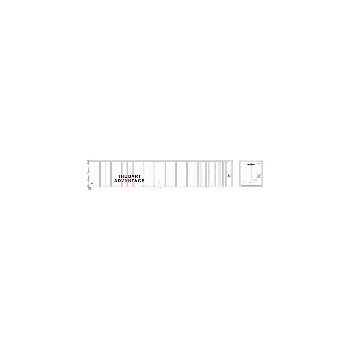 53′ Platewall Highway Trailer - Assembled -- DART 11221 (white, black, red), HO, Bowser Manufacturing Co. 43290