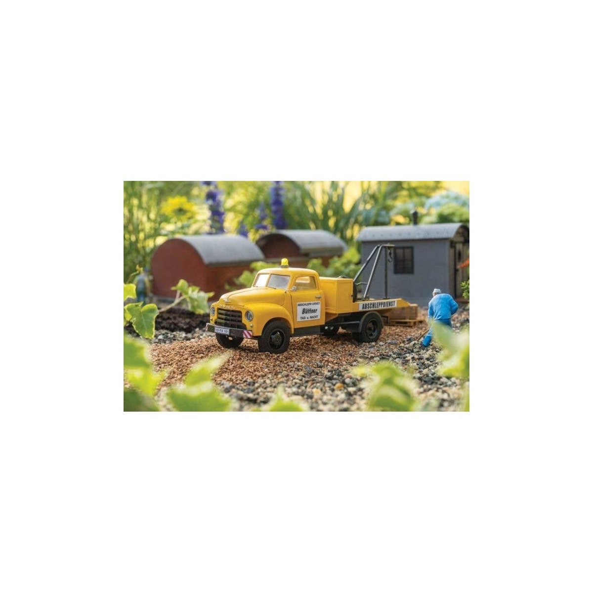 Opel Blitz Tow Truck - Kit -- Buttner Day & Night (yellow, white, German Lettering), G, Pola 331618