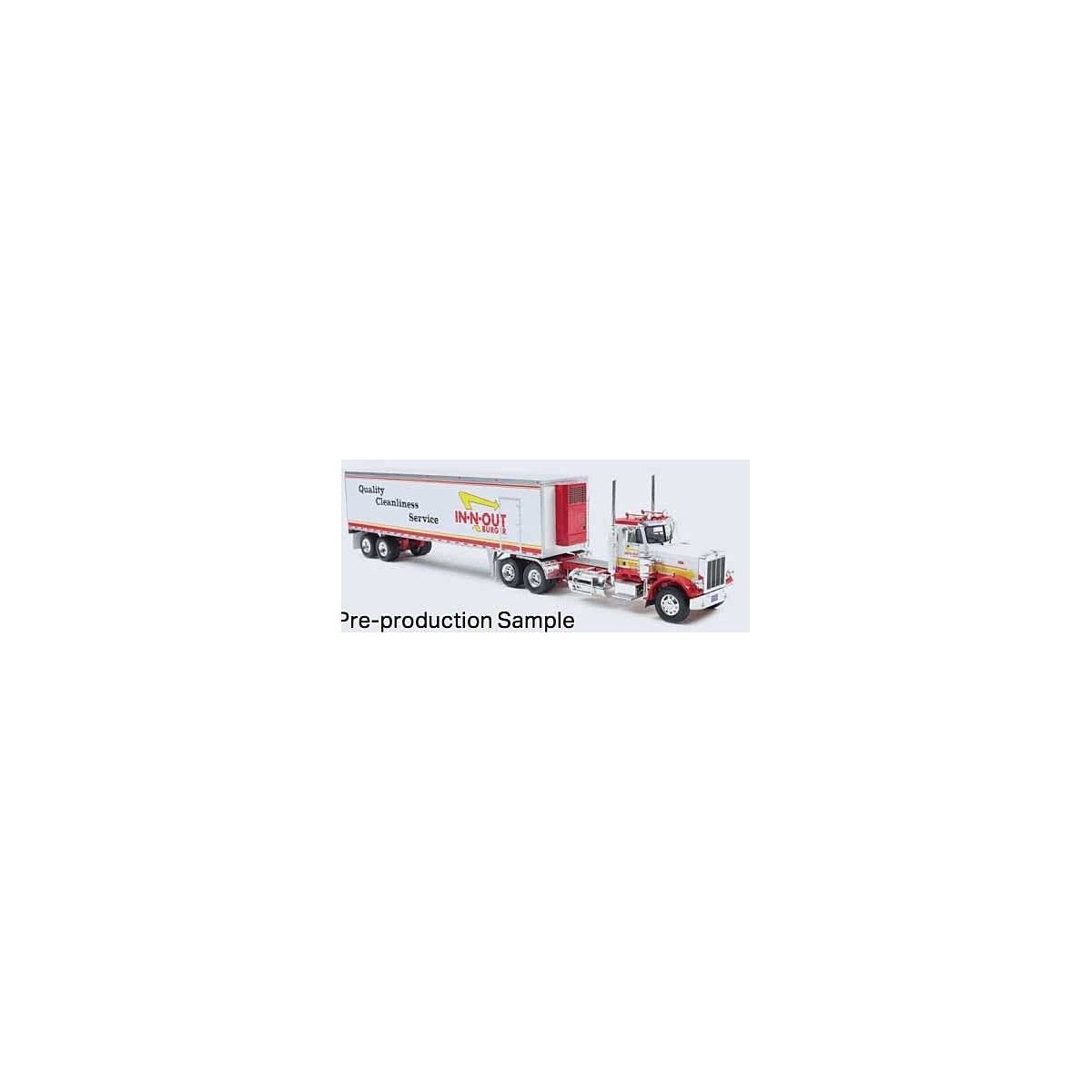 Peterbilt 359 Tractor with Van Trailer - Assembled -- In-N-Out Burger (white, red, yellow), 1/43, Iconic Replicas 430640