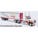 Peterbilt 359 Tractor with Van Trailer - Assembled -- In-N-Out Burger (white, red, yellow), 1/43, Iconic Replicas 430640