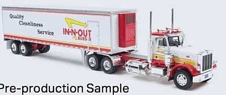 Peterbilt 359 Tractor with Van Trailer - Assembled -- In-N-Out Burger (white, red, yellow), 1/43, Iconic Replicas 430640