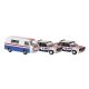 Korsika 78 Race Set - Assembled -- Fiat Service Van, 2 Fiat 131 Abarth (10, 3, white, blue, , HO, Brekina Automodelle 22664