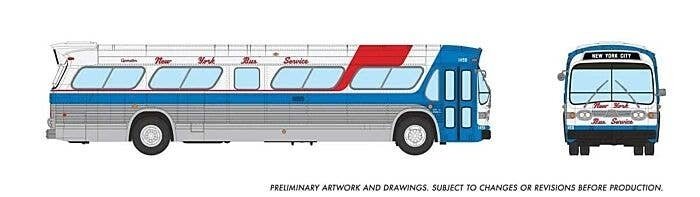 Mid-1960s - 1980s Suburban New Look Bus - Lighted - Assembled -- New York Bus Service 1498 (s, HO, Rapido Trains Inc 753130