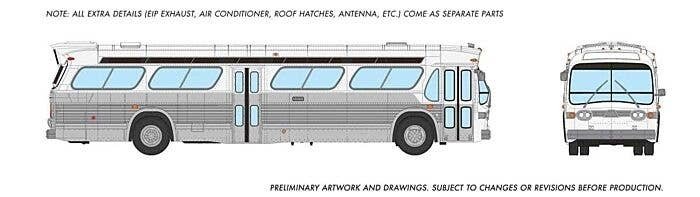 1959-1986 GM New Look/Fishbowl Bus - Deluxe Lighted - Assembled -- Painted, Unlettered (Trans, HO, Rapido Trains Inc 753070