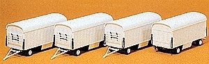 Modern Circus Wagon Set - Plastic Kits -- Equipment Wagons pkg(4) - Undecorated), HO, Preiser Kg 20006