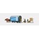 Working People -- Moving Wagon with 2 Horses, Figures & Accessories, HO, Preiser Kg 30494