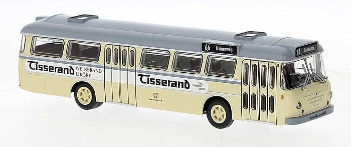 1962 Bussing Senator Bus - Assembled -- Frankfort, Germany (yellow, gray, white, Tisserand A, HO, Brekina Automodelle 59371