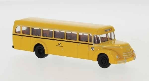 1952 MAN MKN Rundhauber/Round Hood Bus - Assembled -- German Post (yellow, black, German Let, HO, Brekina Automodelle 59222