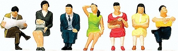 Passengers -- Seated Chinese Travelers pkg(7), HO, Preiser Kg 10573