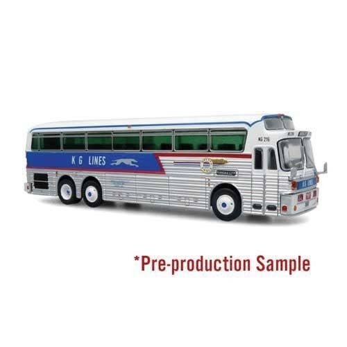1971 Eagle Model 05 Bus - Assembled -- KG Lines Greyhound/Trailways (white, blue, red), HO, Iconic Replicas 870546