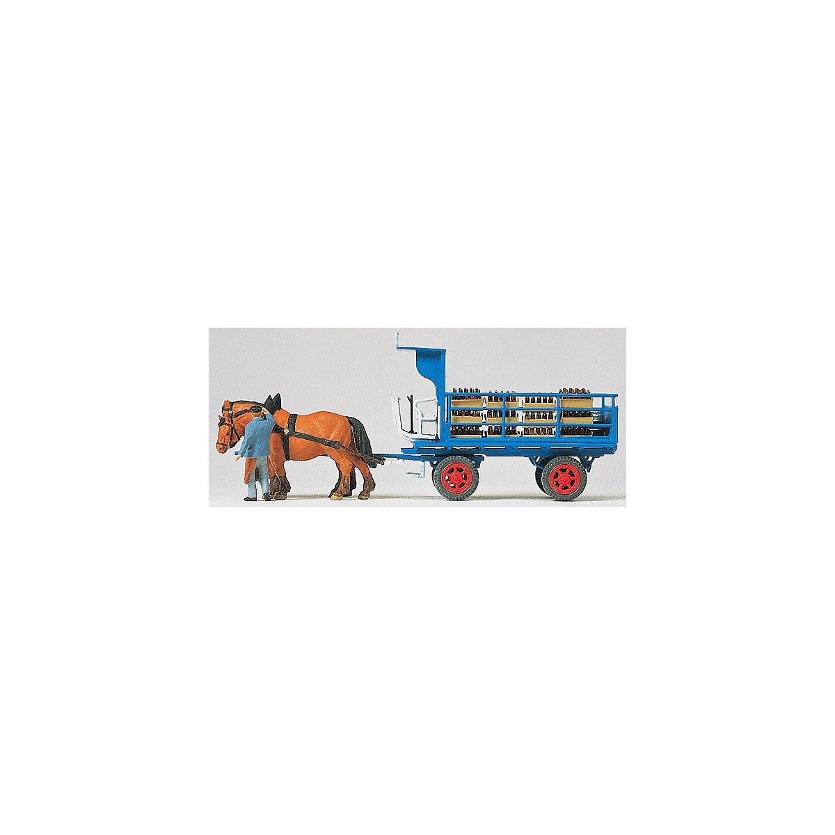 Horse-Drawn Wagons -- Beer Wagon with 2-Horse Team, HO, Preiser Kg 30445