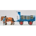 Horse-Drawn Wagons -- Beer Wagon with 2-Horse Team, HO, Preiser Kg 30445