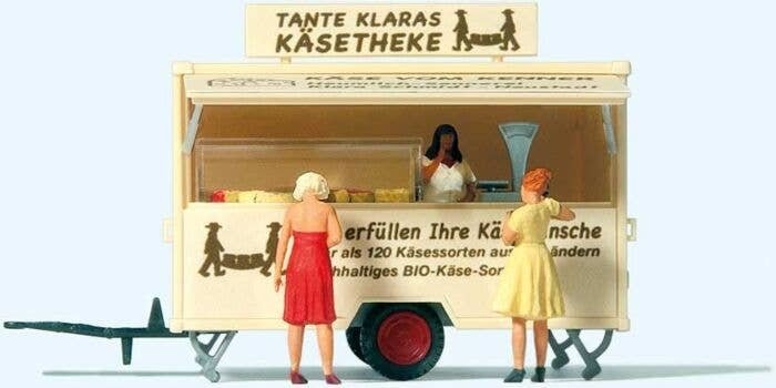 Cheese Concession Trailer with Accessories -- German Lettering, HO, Preiser Kg 10750