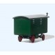 Wood Construction Wagon with 3 Workers on Break at Table - Assembled -- Green Trailer, HO, Preiser Kg 33263