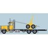 Peterbilt 379 Log Truck with Trailer - Assembled -- Yellow, Black, N, Trainworx Inc 47985
