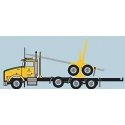 Kenworth T800 Log Truck with Trailer - Assembled -- Weyerhaeuser (yellow, green, black), N, Trainworx Inc 48086